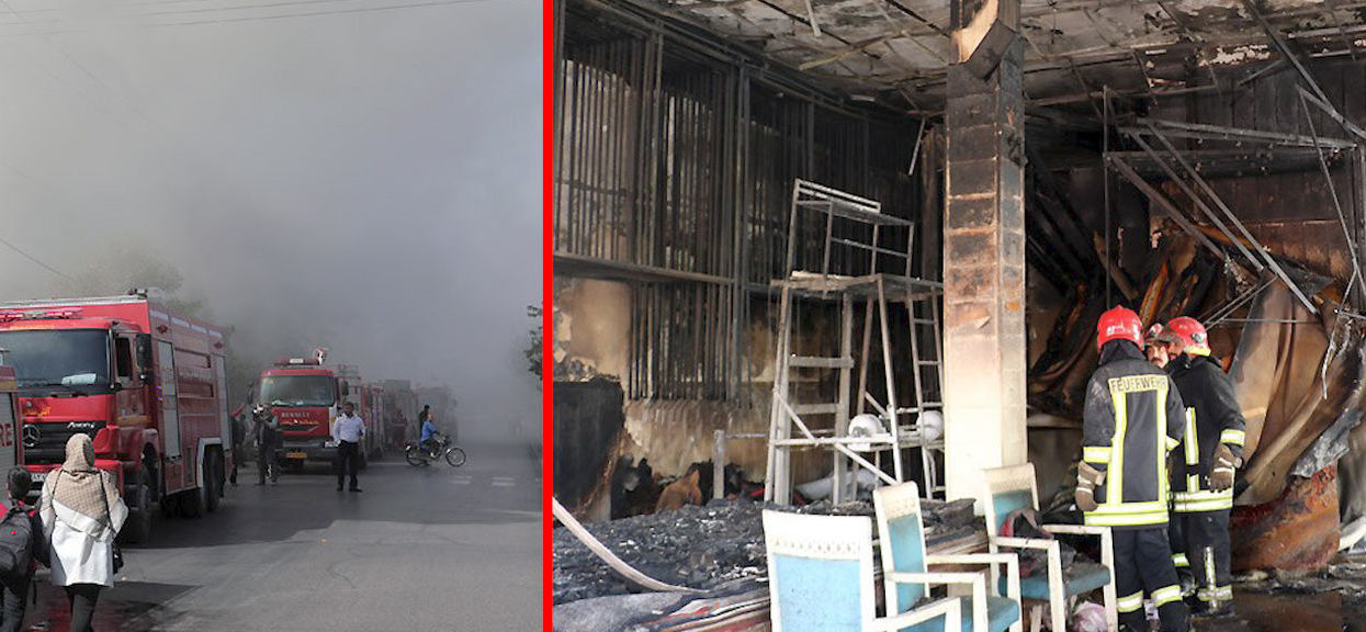 آتش سوزی مهیب در مغازه فرش فروشی مشهد + عکس