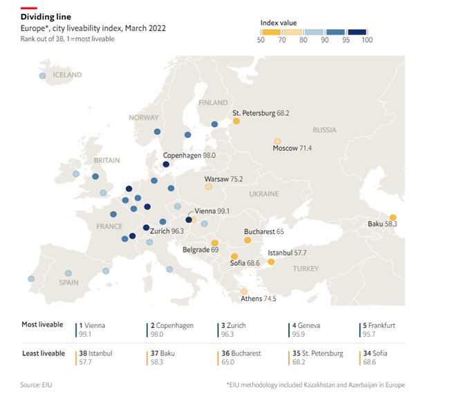 بهترین و بدترین شهرهای اروپا برای زندگی کدامند؟