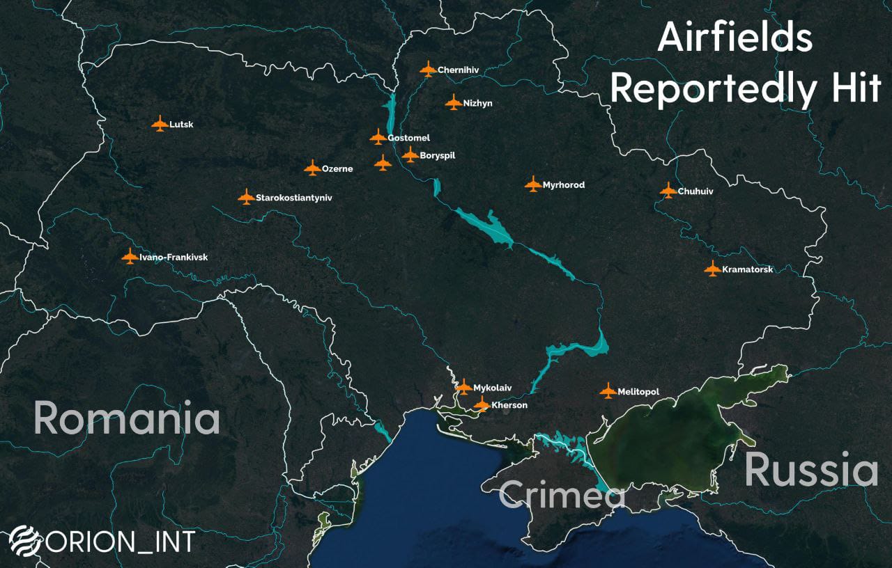 فرودگاه‌های اوکراین که امروز مورد هدف روسیه قرار گرفت