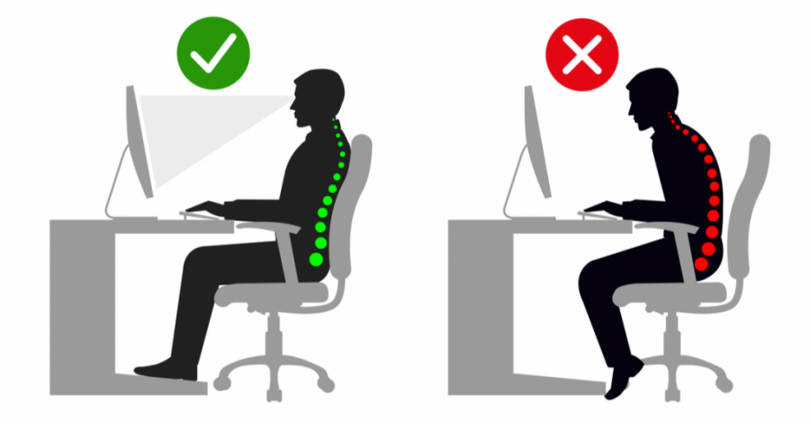 نشستن نامناسب بر روی صندلی و فشار وارده بر گردن و شانه
