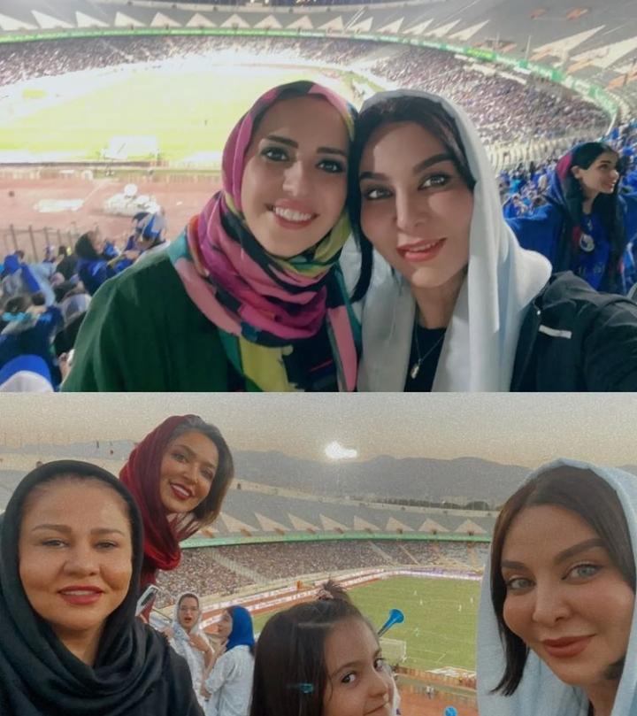 بازیگر زیبای زن ایرانی در استادیوم آزادی + عکس