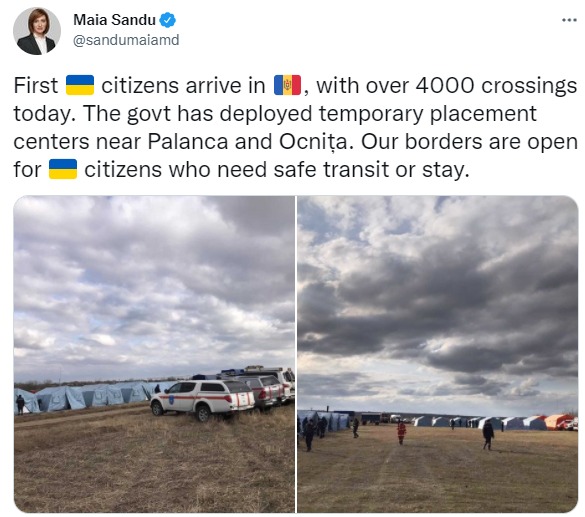 رییس جمهور مولداوی: مرزهای ما برای شهروندان اوکراین باز است